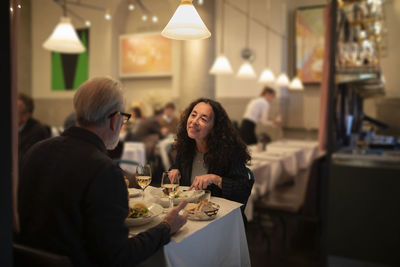 Mature couple in restaurant