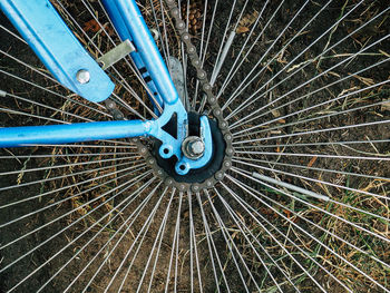Close-up of chain and spokes