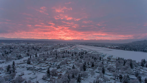 Scenic view of landscape against sky during sunset