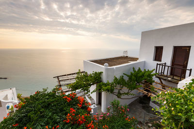 View of the sea from chora village on skyros island, greece.