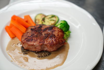 Close-up of meal served in plate