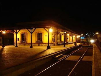 Illuminated street light at night