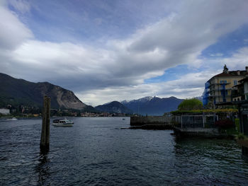 Scenic view of mountains against cloudy sky