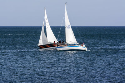 Boat sailing in sea