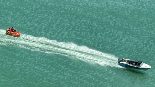 Boat sailing in sea