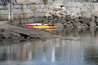 Kayaks at rest