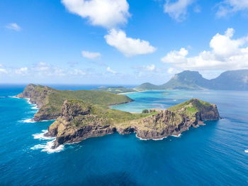 Drone view of lord howe island, a pacific subtropical island, belongs to new south wales, australia