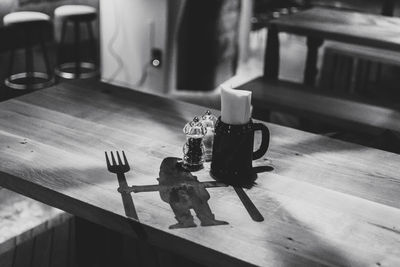 High angle view of food on table in restaurant