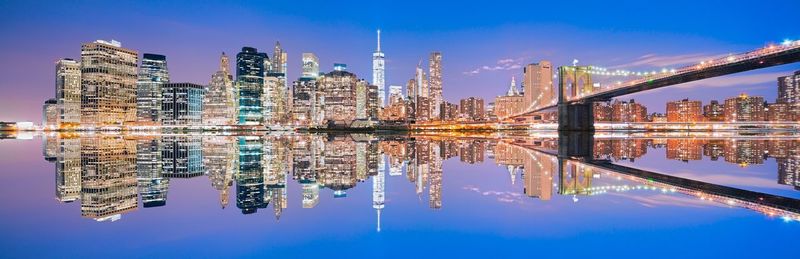 Reflection of city in water