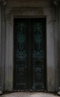 Closed door of old building