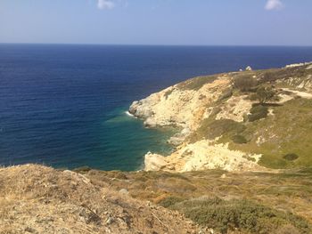 Scenic view of sea against clear sky