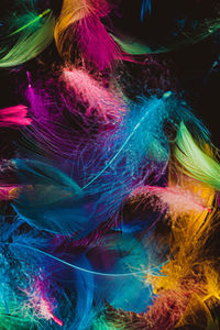 High angle view of multi colored light painting at night