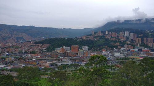 High angle view of buildings in city