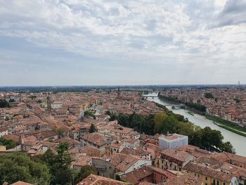 High angle view of townscape against sky