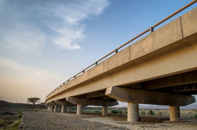 Low angle view of bridge against sky in city