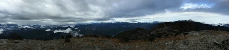 Scenic view of mountains against cloudy sky