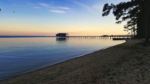 Scenic view of sea at sunset