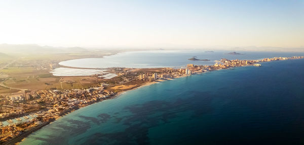 High angle view of sea against sky