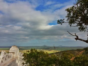 Scenic view of landscape against cloudy sky