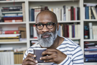 Mature man enjoying a cup of coffee