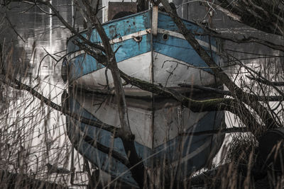 Boat moored in river