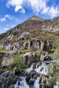 A view of pen yr ole wen mountain from lake ogwen in snowdonia national park, north wales, uk