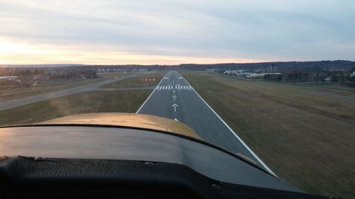 High angle view of road against sky