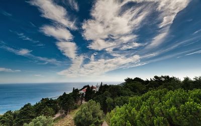 Scenic view of sea against cloudy sky