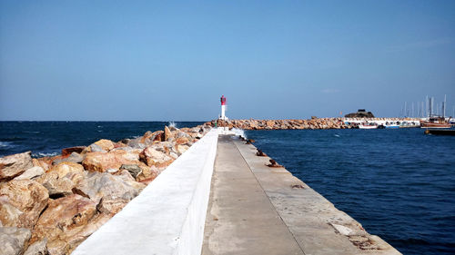 Scenic view of sea against clear sky