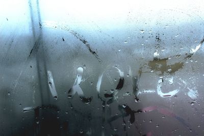 Close-up of water drops on white background