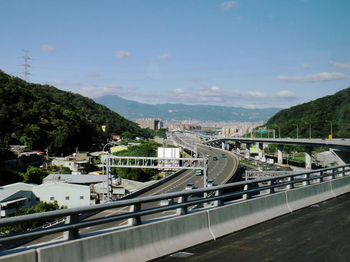 High angle view of elevated road against sky