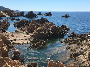 Scenic view of sea against clear sky