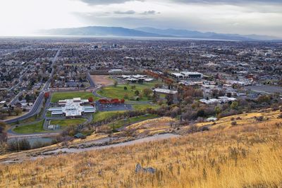 Utah state hospital, provo landscape views from the bonneville shoreline trail bst, utah. usa
