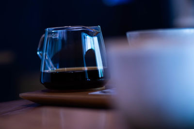 Close-up of drink in glass on table