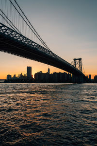 Suspension bridge over river