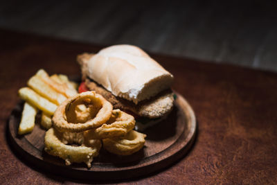 High angle view of dessert in plate on table
