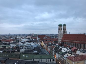 High angle view of buildings in city