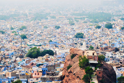 Aerial view of jodhpur blue city. jodphur, rajasthan, india