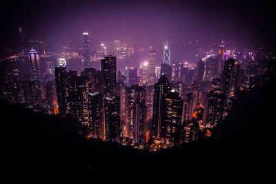 Illuminated city at night