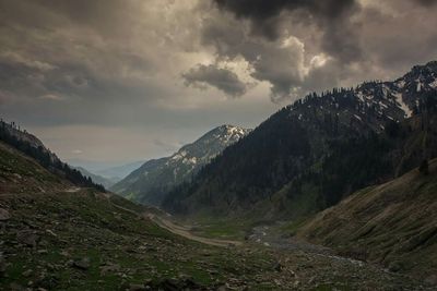 Scenic view of mountains at night