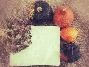 High angle view of fruits on table