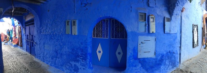 Blue door of building