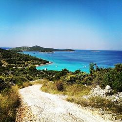 Scenic view of sea against clear sky