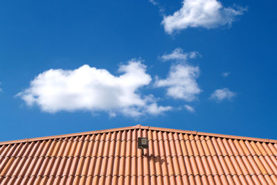 Low angle view of building against blue sky