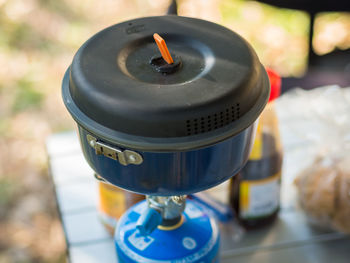 Close-up of camping stove