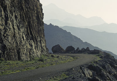 Scenic view of mountains against clear sky