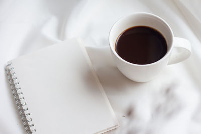 High angle view of coffee on table