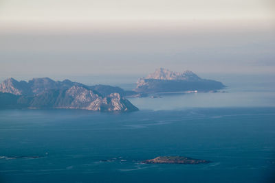 Aerial view of the cies islands in galicia - spain