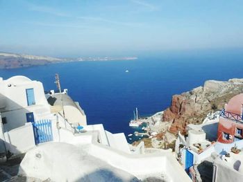 View of sea against blue sky