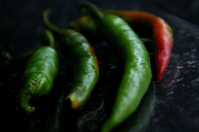 Close-up of green chili peppers